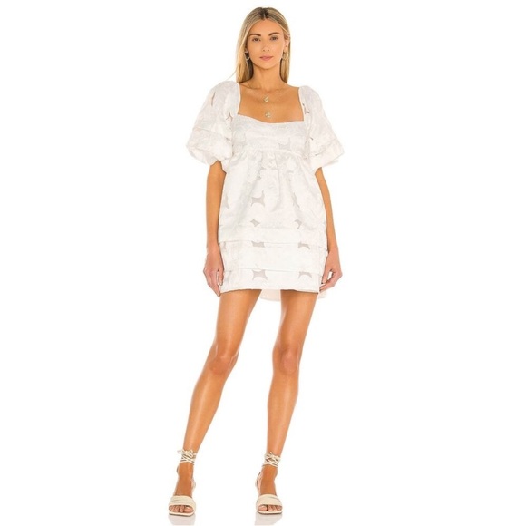 For Love & Lemon Evelyn Puff Sleeve Mini Dress in White Size XS - Picture 4 of 10